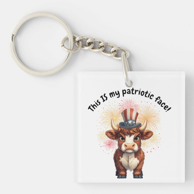 Patriotische Gesichtshühner Schlüsselanhänger (Vorderseite)