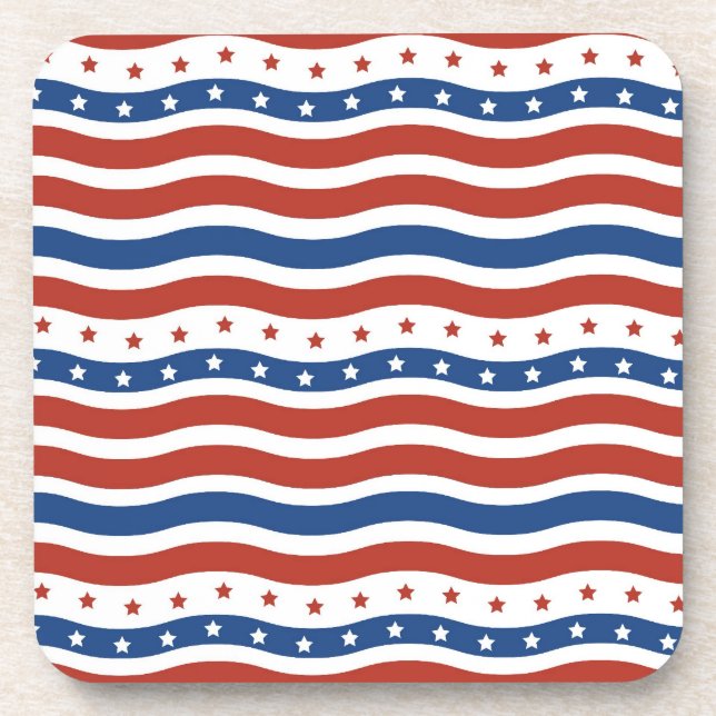 Patriotische gewellte US Flagge-Freiheits-Flagge Getränkeuntersetzer (Vorderseite)