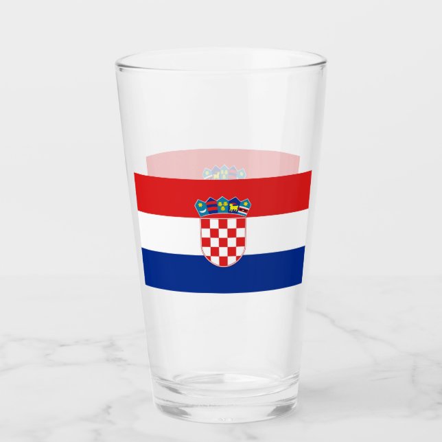 Patriotische Glas-Tasse mit der Flagge Kroatiens Glas (Vorderseite)