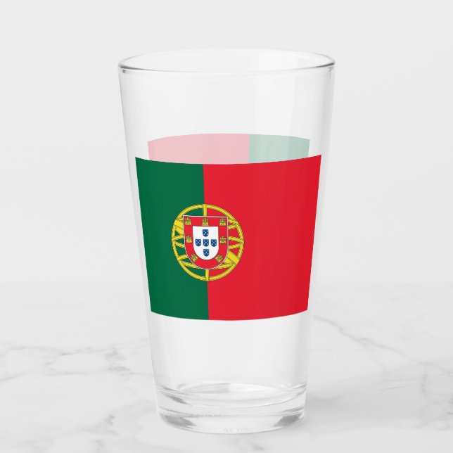 Patriotische Glas-Tasse mit der Flagge Portugals Glas (Vorderseite)