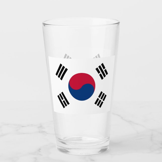 Patriotische Glas-Tasse mit der Flagge Südkoreas Glas (Vorderseite)