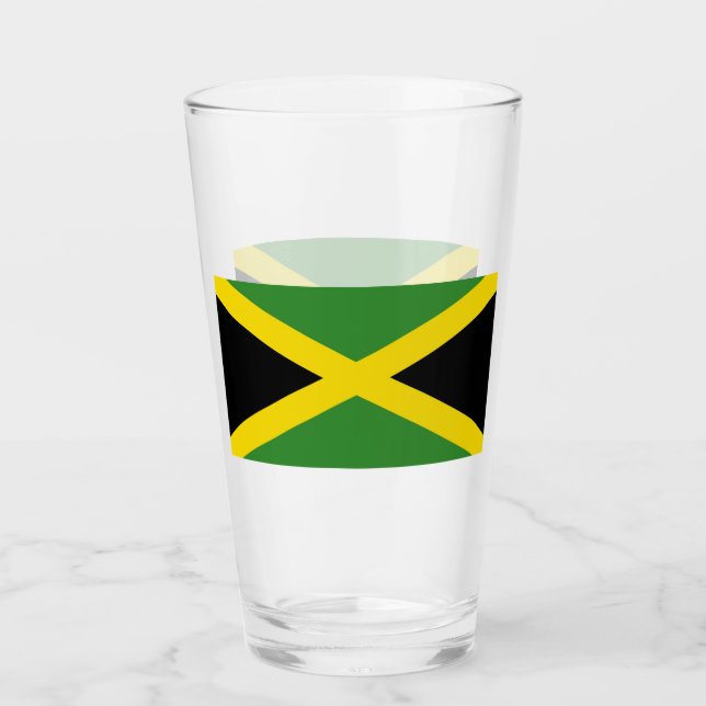Patriotische Glas-Tasse mit Flagge Jamaikas Glas (Vorderseite)