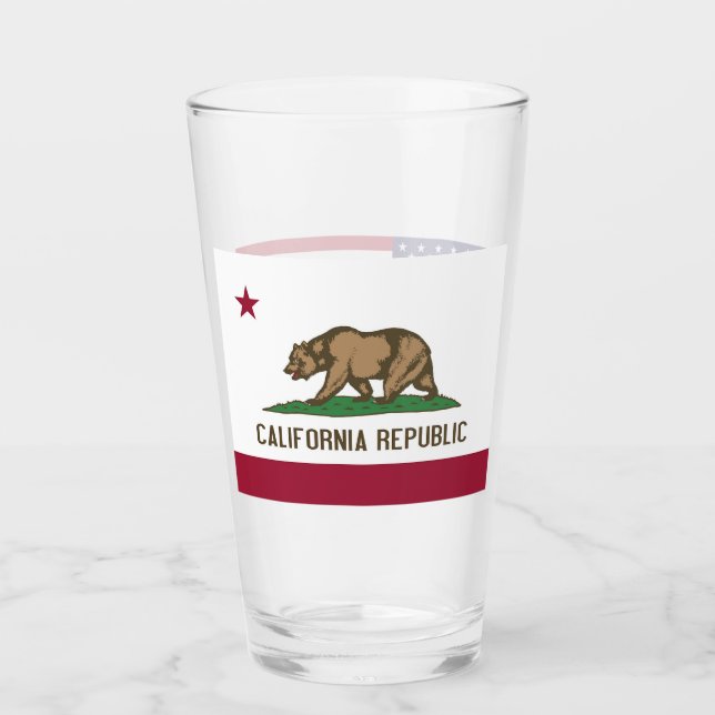 Patriotische Glas-Tasse mit Flagge Kaliforniens, U Glas (Vorderseite)
