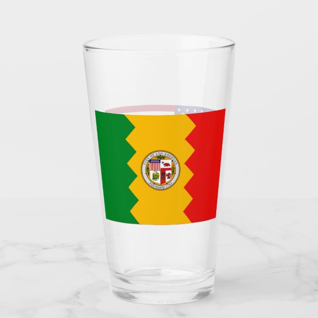 Patriotische Glas-Tasse mit Flagge von Los Angeles Glas (Vorderseite)