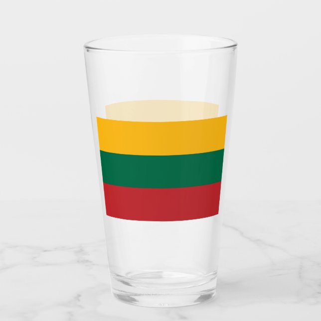 Patriotische Glas-Tasse mit litauischer Flagge Glas (Vorderseite)