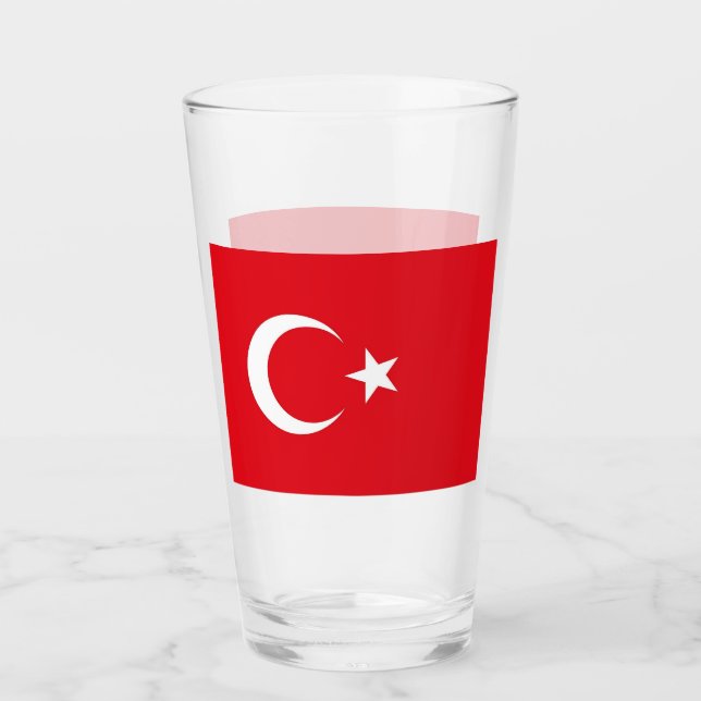 Patriotische Glas-Tasse mit türkischer Flagge Glas (Vorderseite)