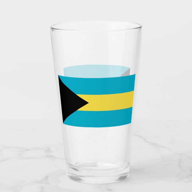 Patriotische Glasbecher mit Flagge der Bahamas Glas (Vorderseite)