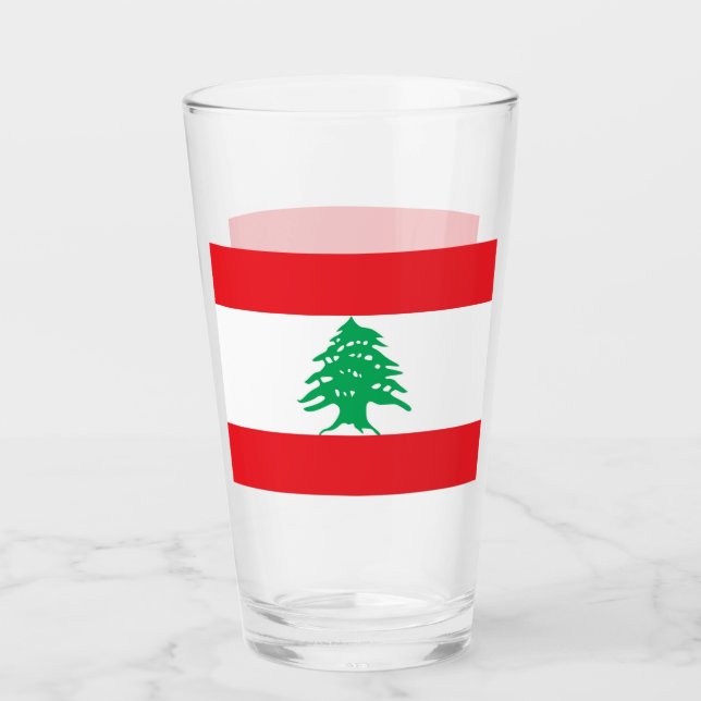 Patriotische Glasbecher mit Libanonflagge Glas (Vorderseite)