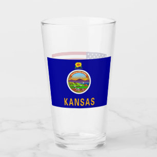 Patriotische Glasschale mit Flagge von Kansas Glas