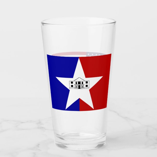 Patriotische Glastasse mit der Fahne San Antonio Glas (Vorderseite)