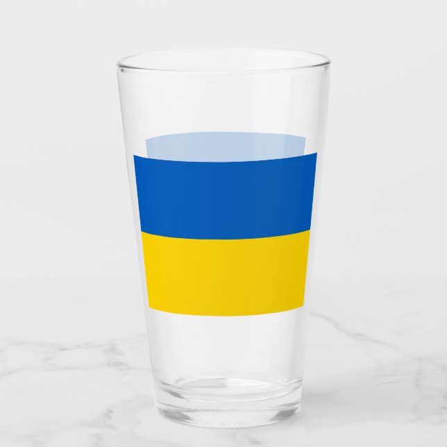 Patriotische Glastasse mit der Flagge der Ukraine Glas (Vorderseite)