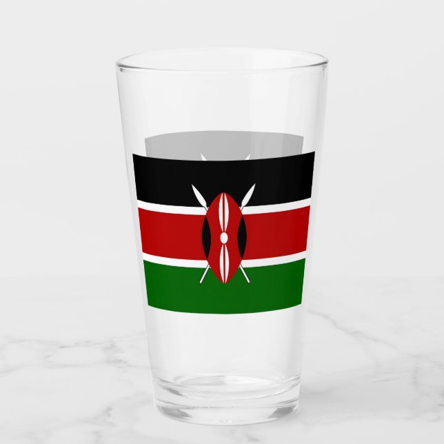 Patriotische Glastasse mit der Flagge Kenias Glas (Vorderseite)