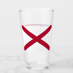 Patriotische Glastasse mit der Flagge von Alabama, Glas