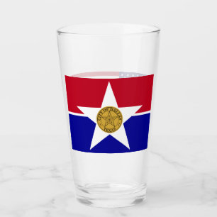 Patriotische Glastasse mit der Flagge von Dallas Glas
