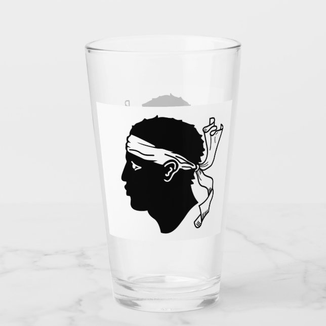 Patriotische Glastasse mit der Flagge von Korsika, Glas (Vorderseite)