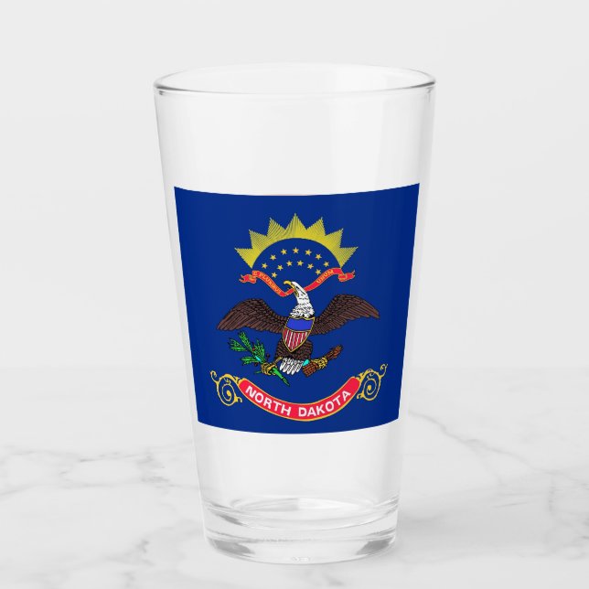 Patriotische Glastasse mit der Flagge von North Da Glas (Vorderseite)