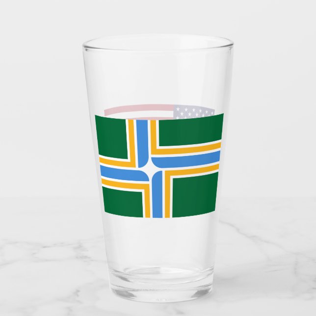 Patriotische Glastasse mit der Flagge von Portland Glas (Vorderseite)