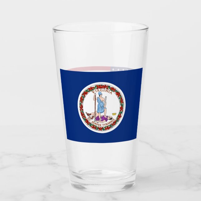 Patriotische Glastasse mit der Flagge von Virginia Glas (Vorderseite)