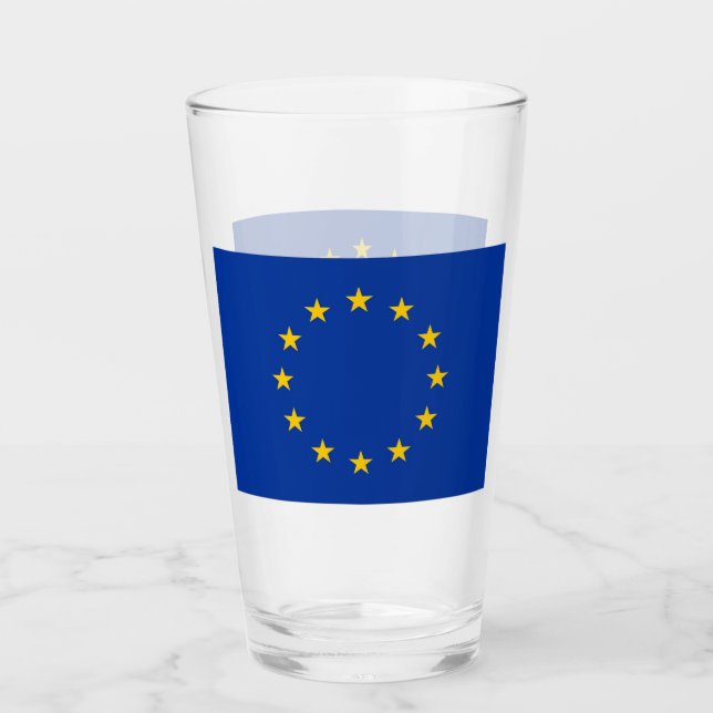 Patriotische Glastasse mit europäischer Gewerkscha Glas (Vorderseite)