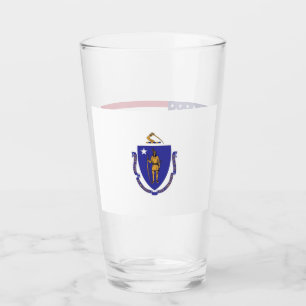 Patriotische Glastasse mit Fahne von Massachusetts Glas