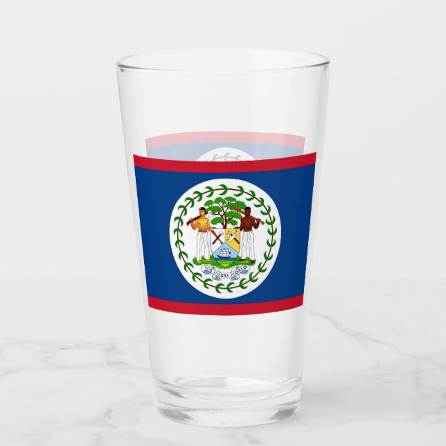 Patriotische Glastasse mit Flagge von Belize Glas (Vorderseite)