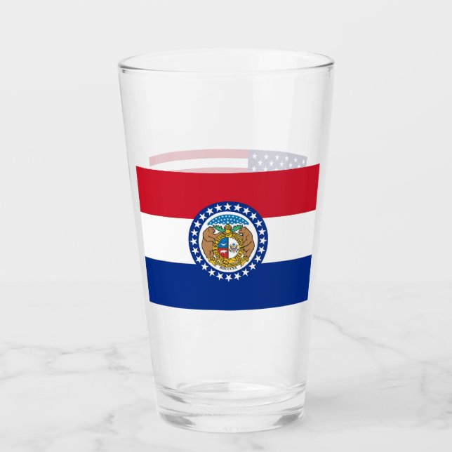 Patriotische Glastasse mit Flagge von Missouri Glas (Vorderseite)