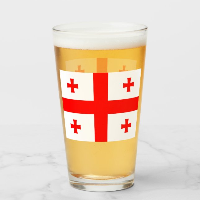 Patriotische Glastasse mit georgischer Flagge Glas (Vorne (Gefüllt))