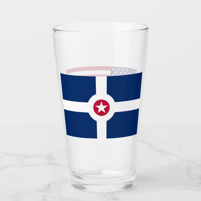 Patriotische Glastasse mit Indianapolis-Flagge Glas (Vorderseite)