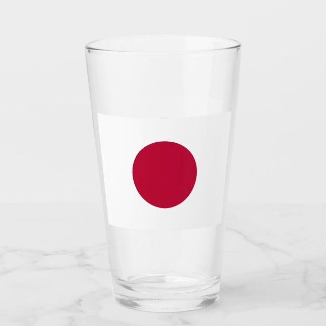 Patriotische Glastasse mit japanischer Flagge Glas (Vorderseite)