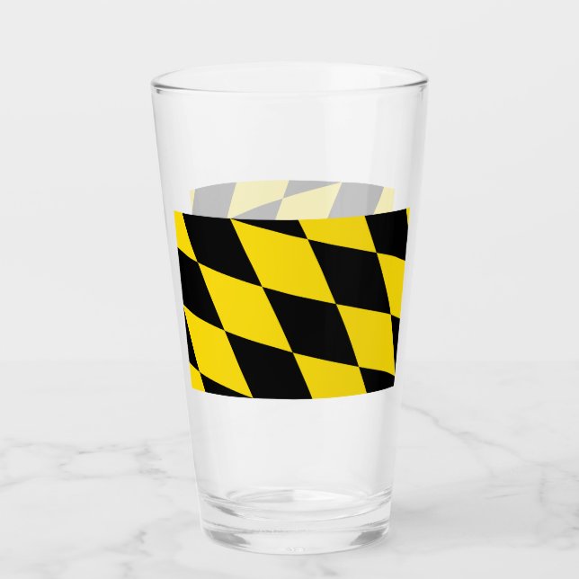 Patriotische Glastasse mit Münchner Flagge Glas (Vorderseite)