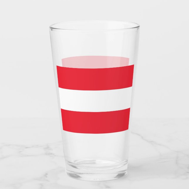 Patriotische Glastasse mit österreichischer Flagge Glas (Vorderseite)