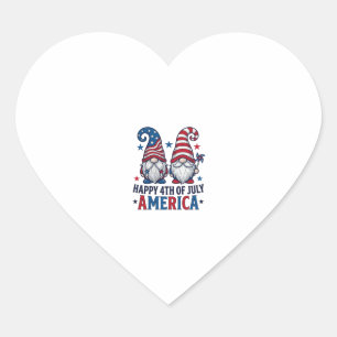 Patriotische Gnome Frohes 4. Juli Amerika Shirt_1 Herz-Aufkleber