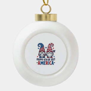 Patriotische Gnome Frohes 4. Juli Amerika Shirt_1 Keramik Kugel-Ornament