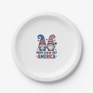 Patriotische Gnome Frohes 4. Juli Amerika Shirt_1 Pappteller