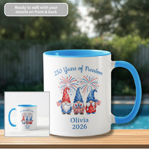 Patriotische Gnome-Kaffeetasse 250 Jahre Freiheit Tasse
