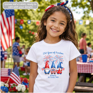 Patriotische Gnome Kinder T-Shirt 250 Jahre Freihe