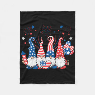 Patriotische Gnomes Feuerwerke Usa Unabhängigkeits Fleecedecke