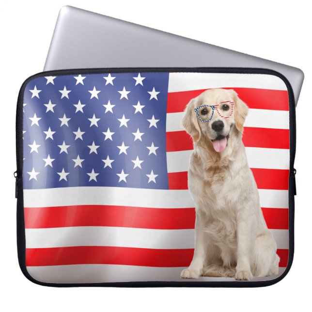 Patriotische Goldene Flagge Laptopschutzhülle (Vorderseite)