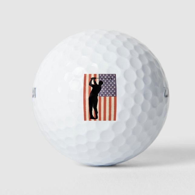 Patriotische Golfbälle mit amerikanischer Flagge (Vorderseite)