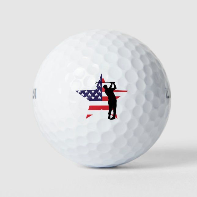 Patriotische Golfbälle mit amerikanischer Flagge (Vorderseite)