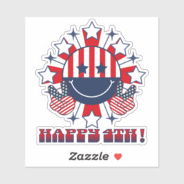Patriotische Groovy Happy Face Friedenszeichen - G Aufkleber