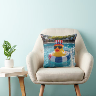 Patriotische Gummiente im Schwimmbecken Kissen
