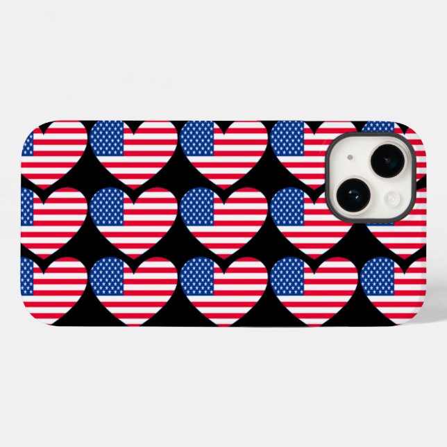Patriotische Herzen Case-Mate iPhone Hülle (Rückseite (Horizontal))