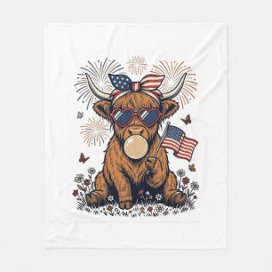 Patriotische Highland-Kuh-Bazillus-Vintage-Stich Fleecedecke