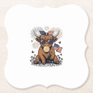 Patriotische Highland-Kuh-Bazillus-Vintage-Stich Untersetzer