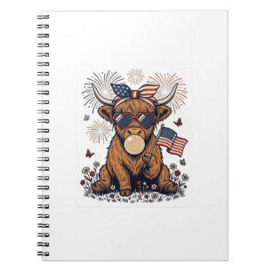 Patriotische Highland-Kuh-Bubble-Gum-Vintage-Stich Notizblock