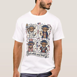 Patriotische Highland-Kuh Rot Weiß und Boujee T-Shirt