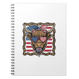 Patriotische Highland-Kuh Vintage-Flagge Grafik_1 Notizblock