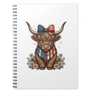 Patriotische Highland-Kuh Vintage Notizblock