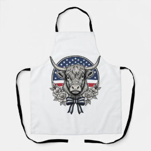 Patriotische Highland-Kuh Vintage-Stichkunst_1 Schürze